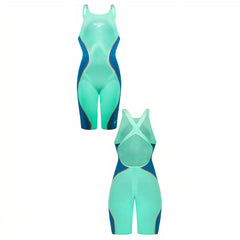 Speedo Fastskin LZR Openback Kneeskin Womens Green/Blue Swimwear
