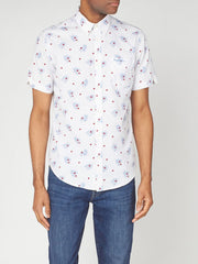 Ben Sherman Printed Mens White Oxford Shirt