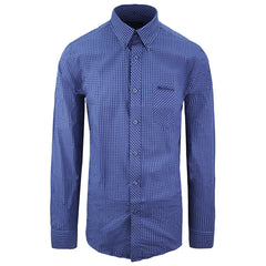 Ben Sherman Checkered Mens Blue Oxford Shirt