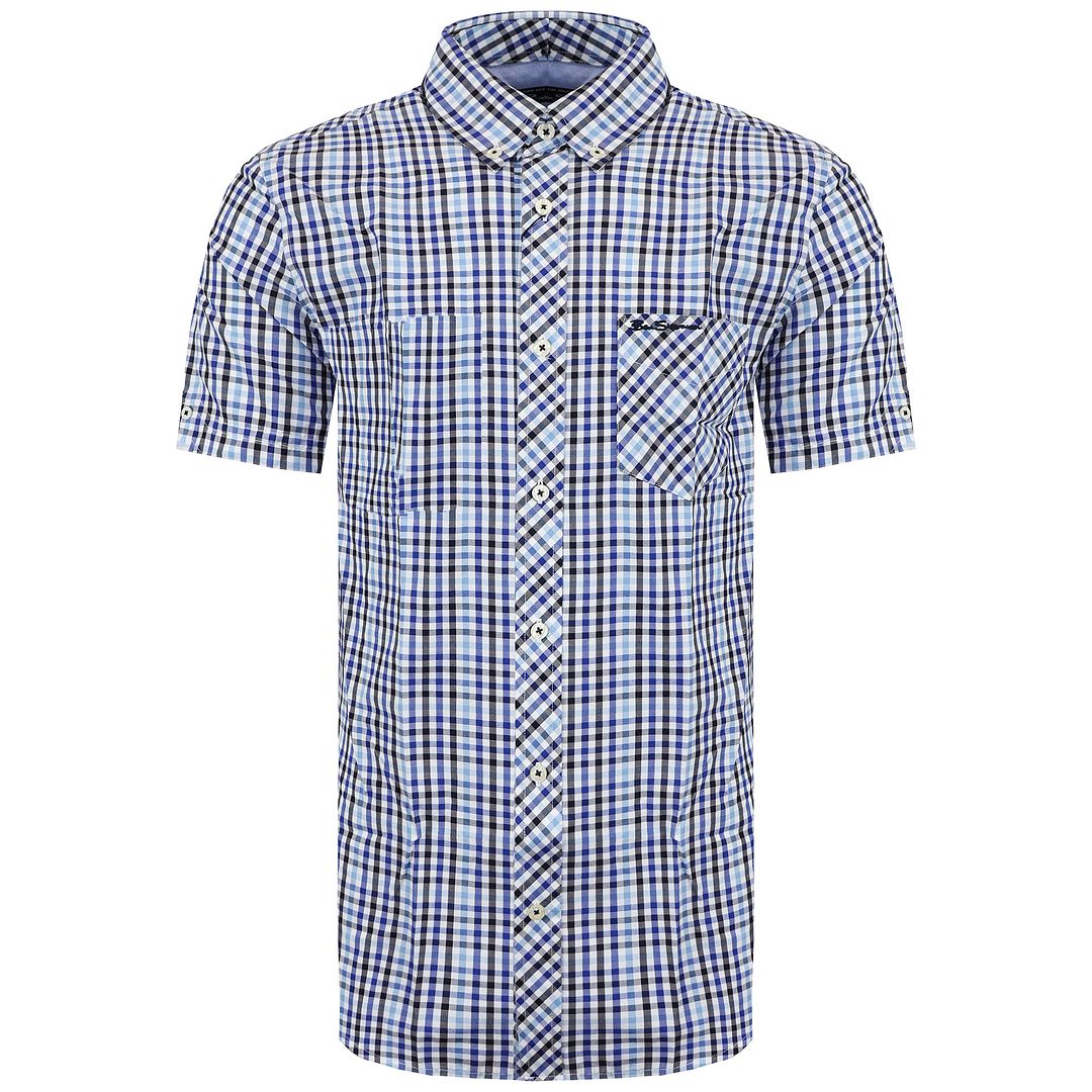 Ben Sherman Checkered Mens Blue Shirt