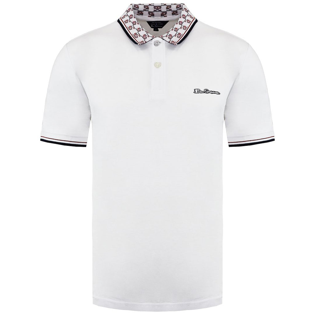 Ben Sherman Collar Interest Mens White Polo Shirt