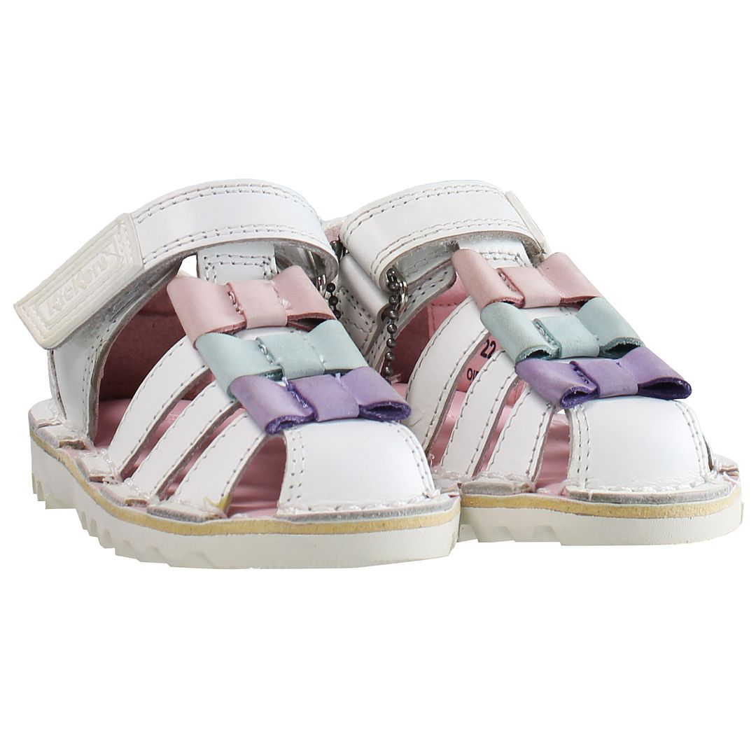 Kickers Tie Bow Kids White Sandals