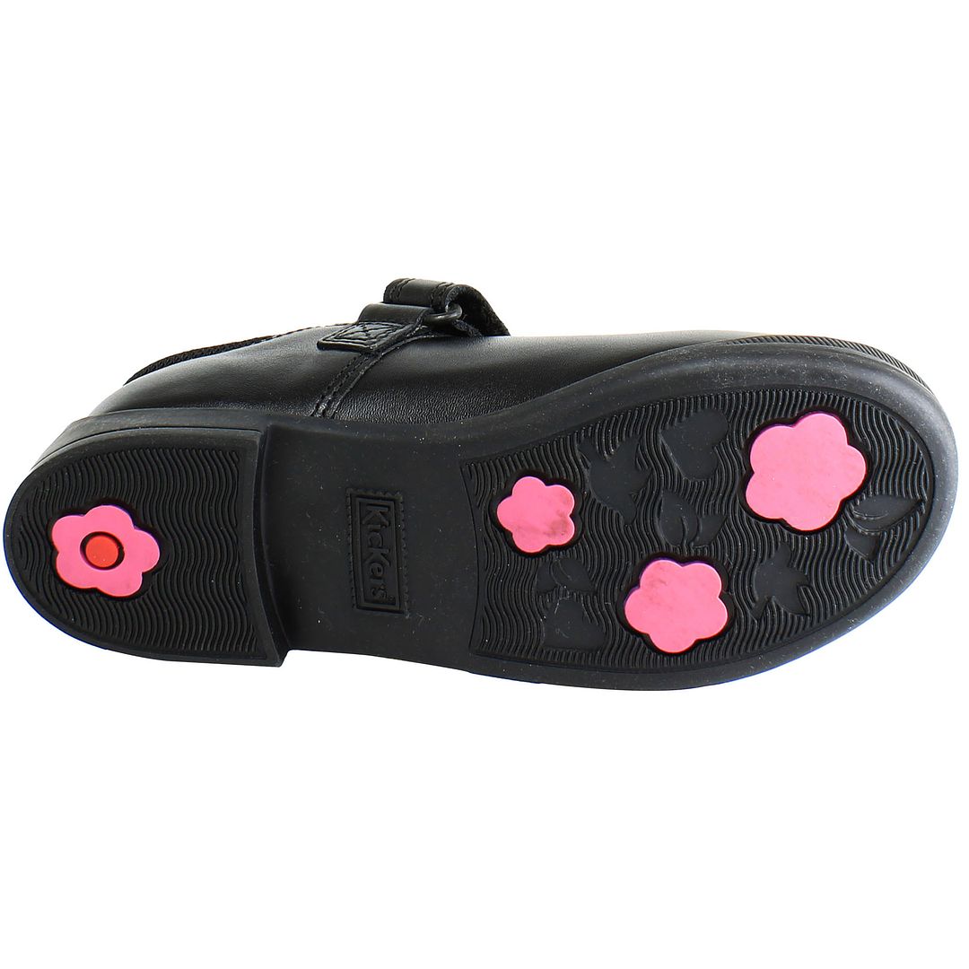 Kickers Bridie Flutter T-Bar Kids Black Shoes