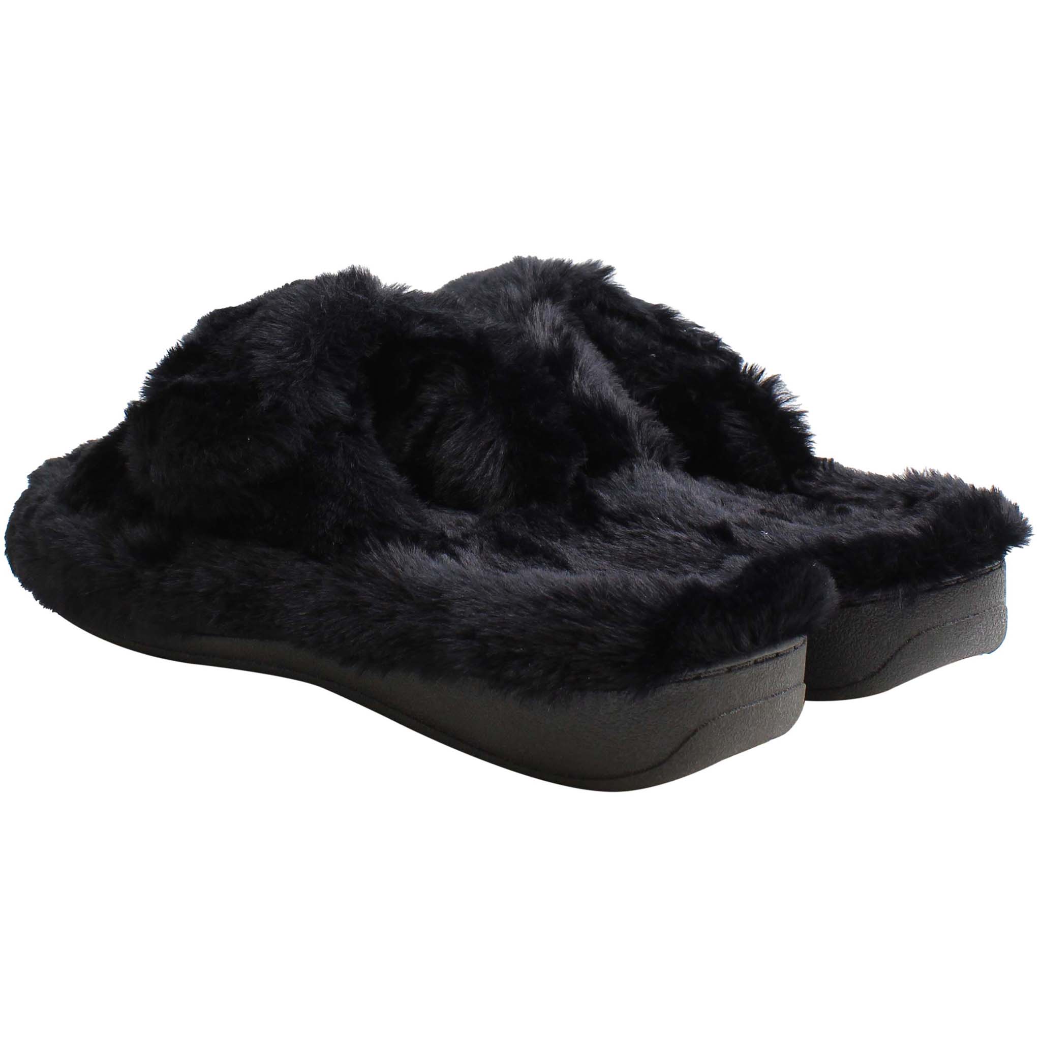 Vionic Indulge Relax Plush Womens Black Slippers