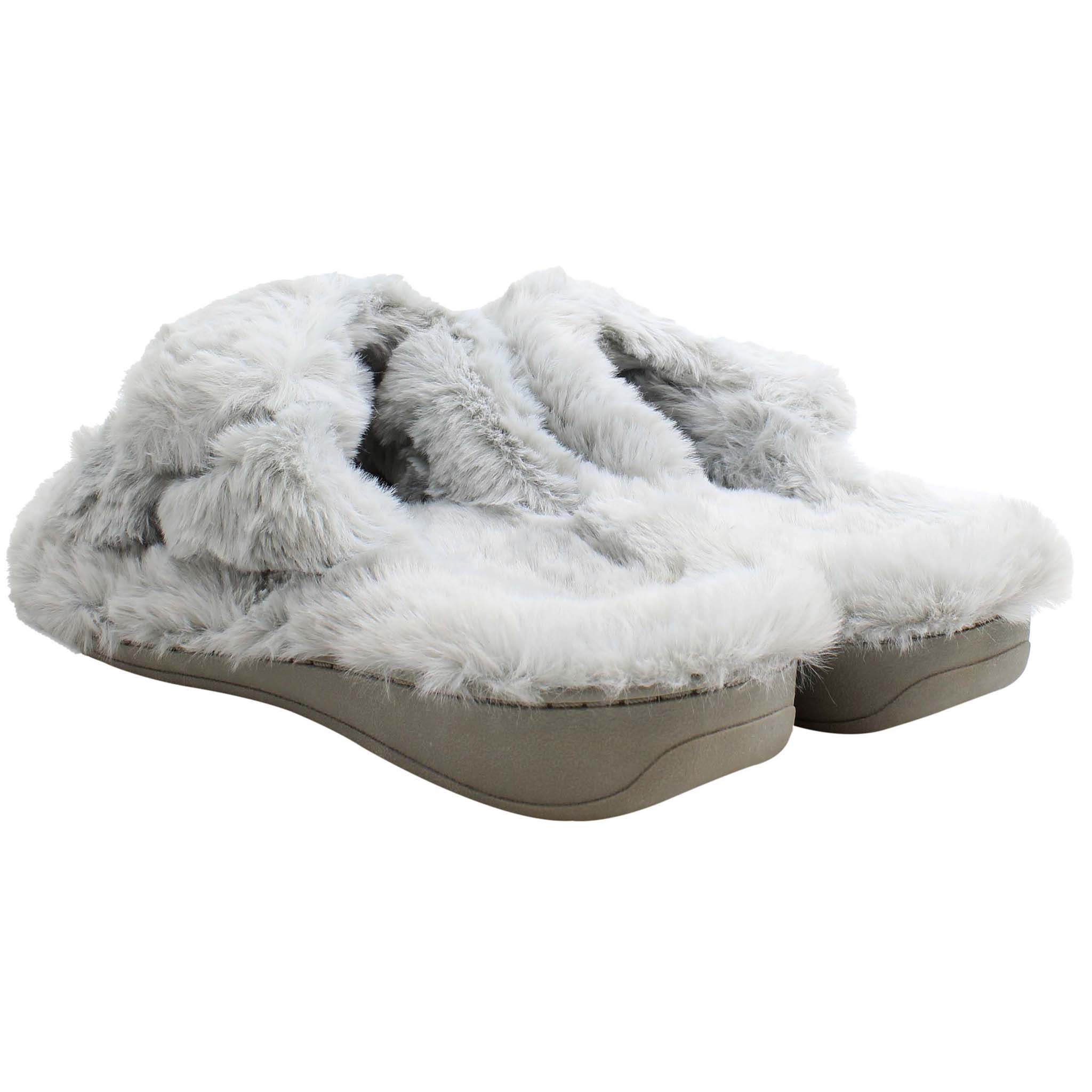 Vionic Indulge Relax Plush Womens Grey Slippers