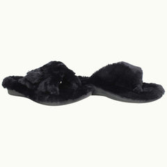 Vionic Indulge Relax Plush Womens Black Slippers NO BOX