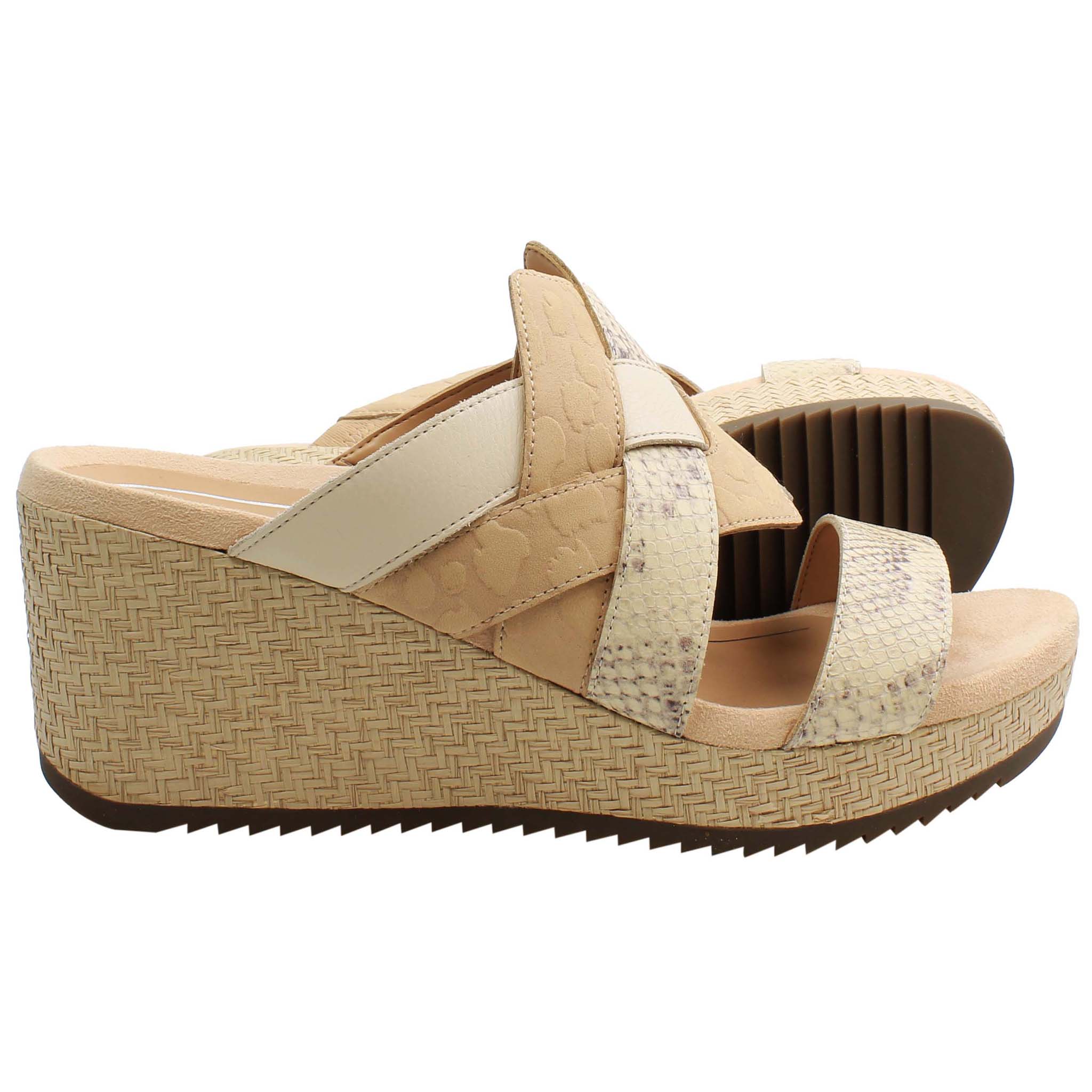 Vionic Tara Snake Womens Brown Wedges