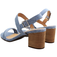 Vionic Paula Embossed Womens Blue Heeled Sandals