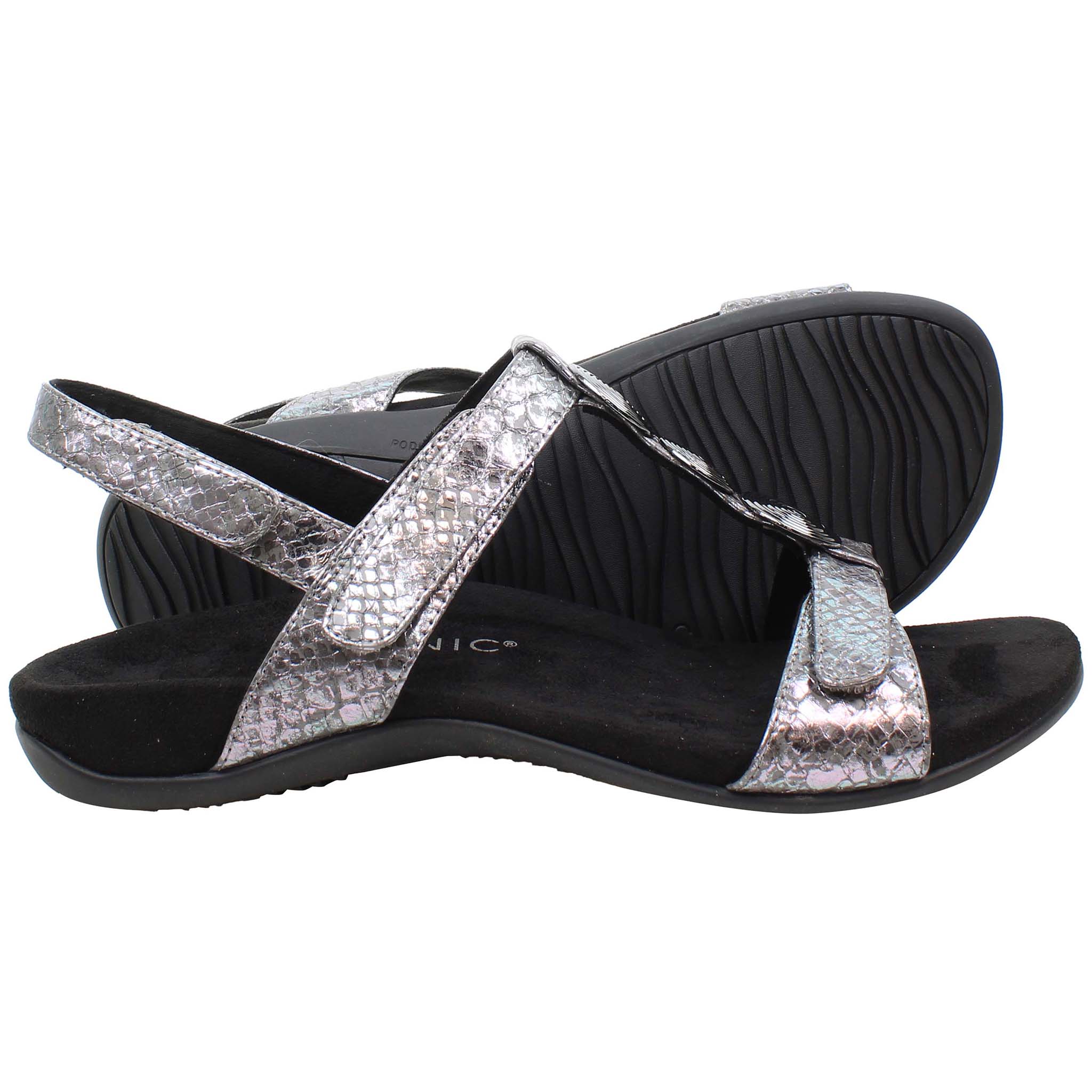 Vionic Rest Farra Met Snake Womens Silver Sandals