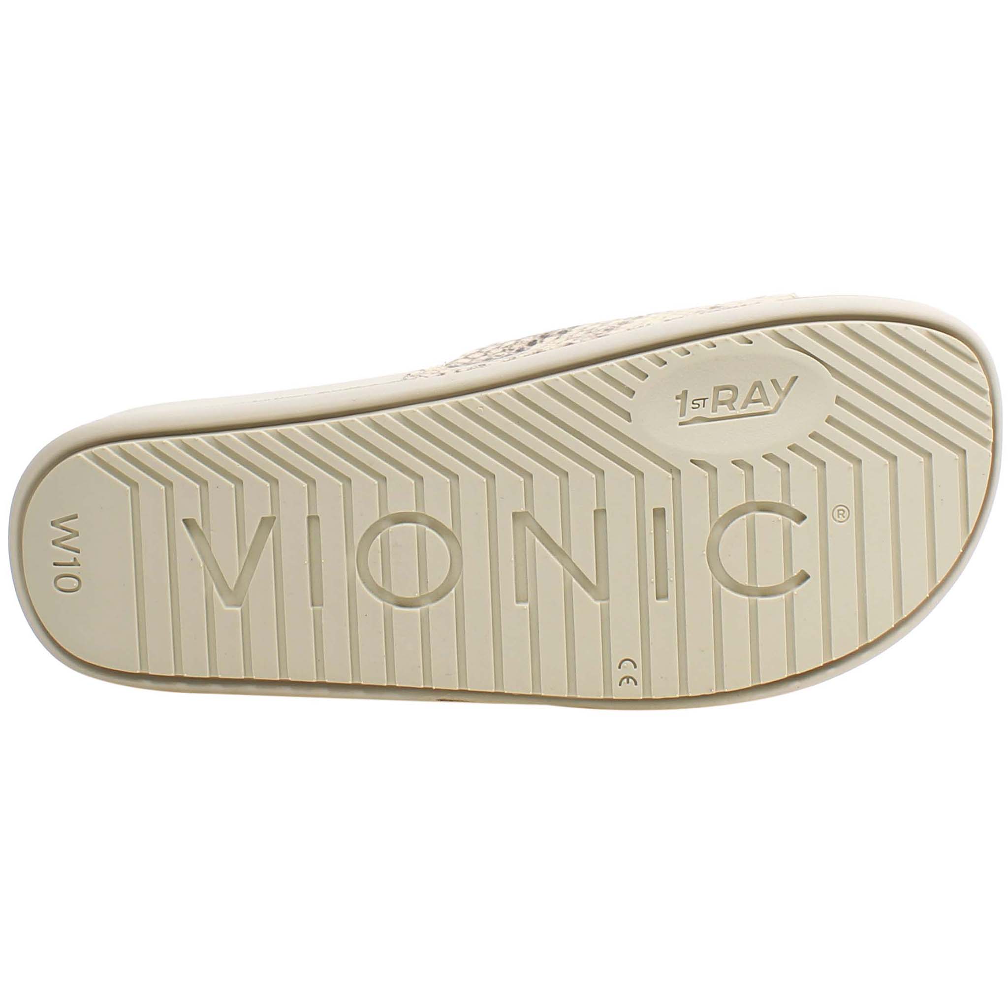 Vionic Keira Snake Womens Cream Sliders