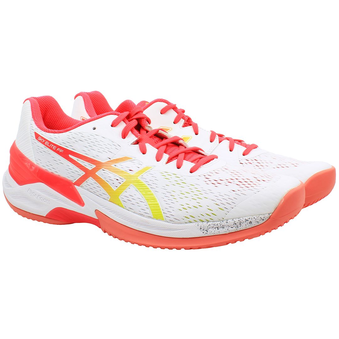 Asics Sky Elite FF Womens White/Pink Volleyball Shoes