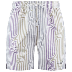 Nicce Strata Mens White/Lilac Swim Shorts