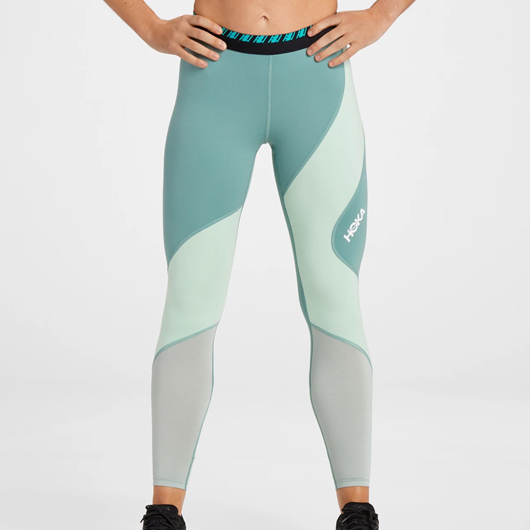 Hoka Hupana Womens White/Teal Leggings