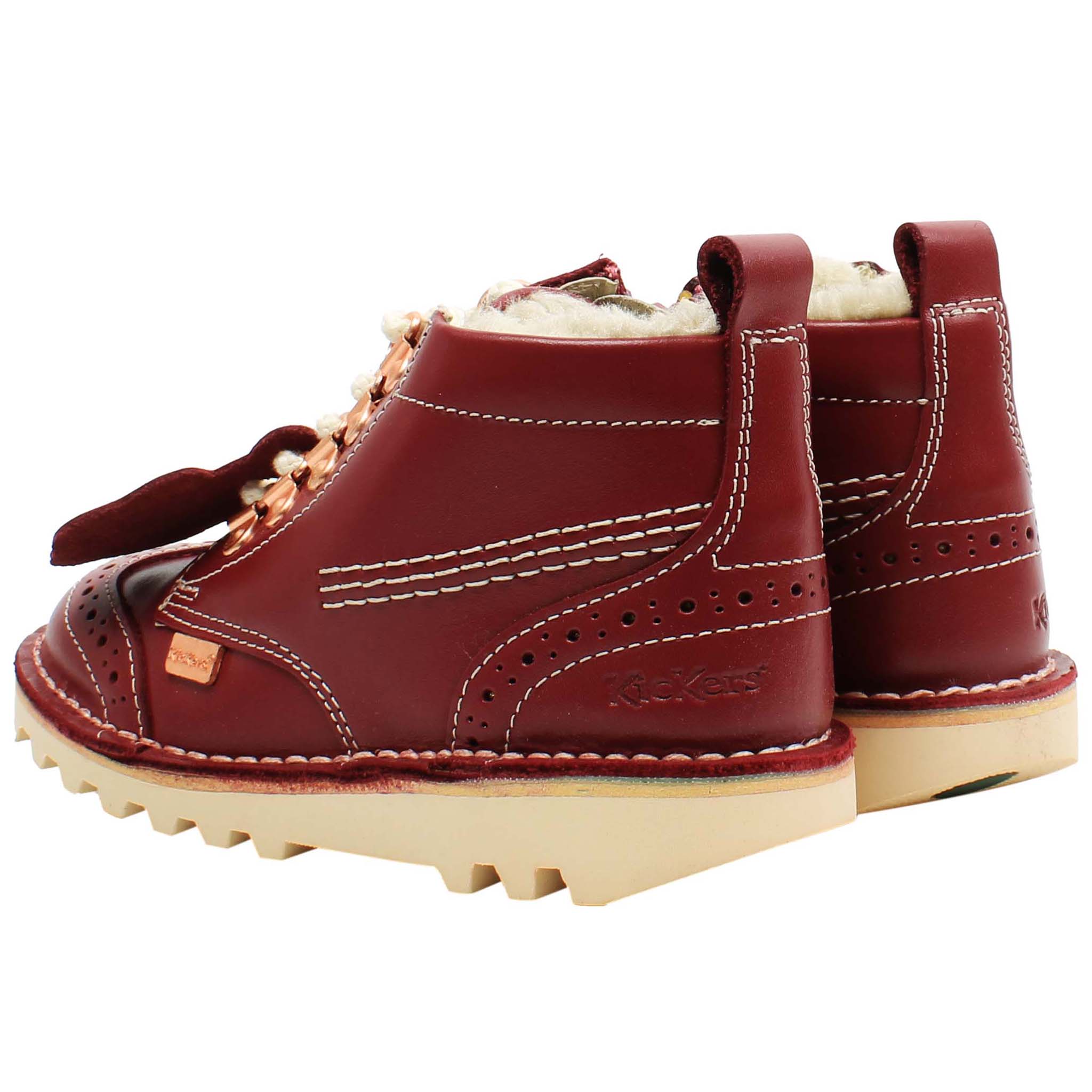 Kickers Fur Hiker Kids Red Boots