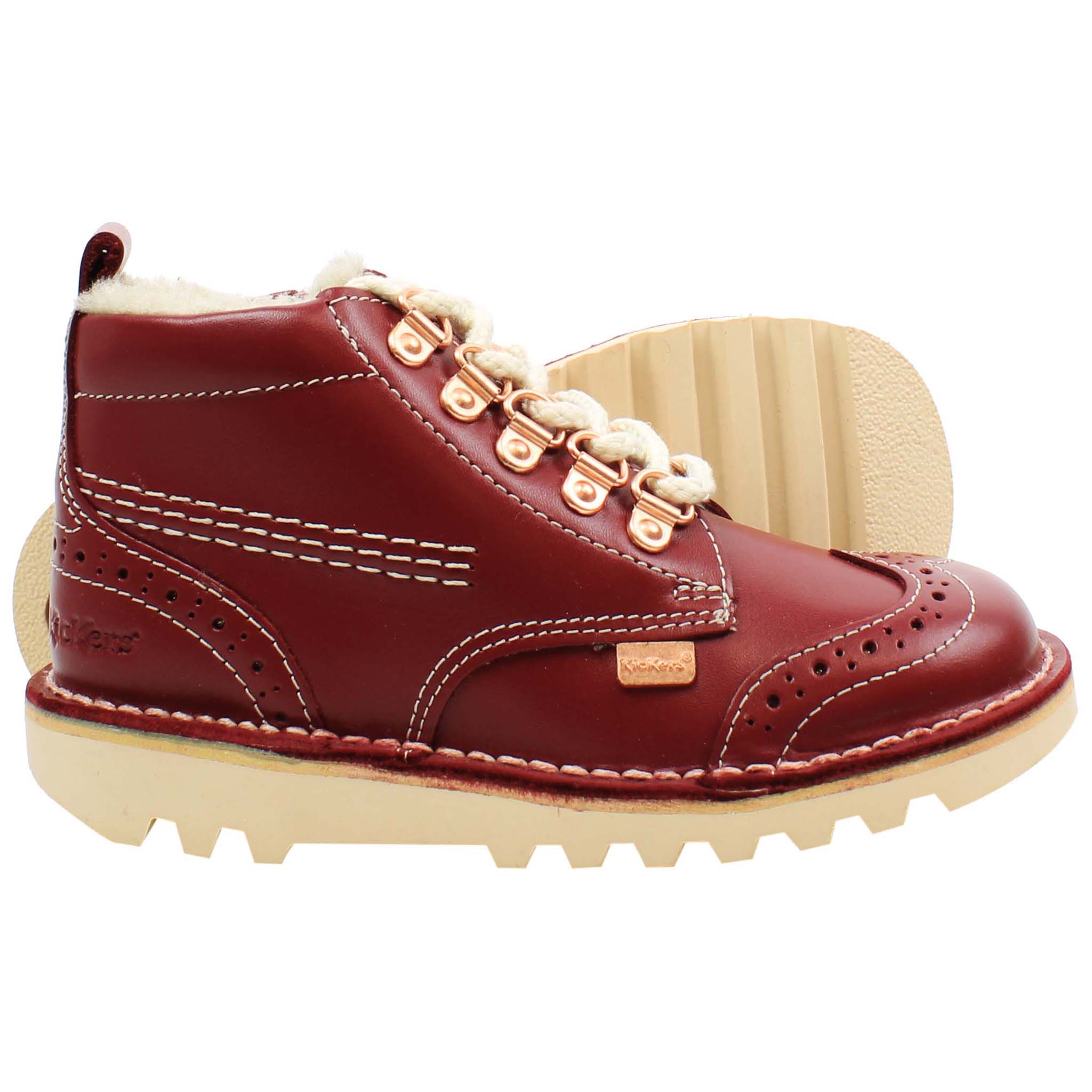 Kickers Fur Hiker Kids Red Boots