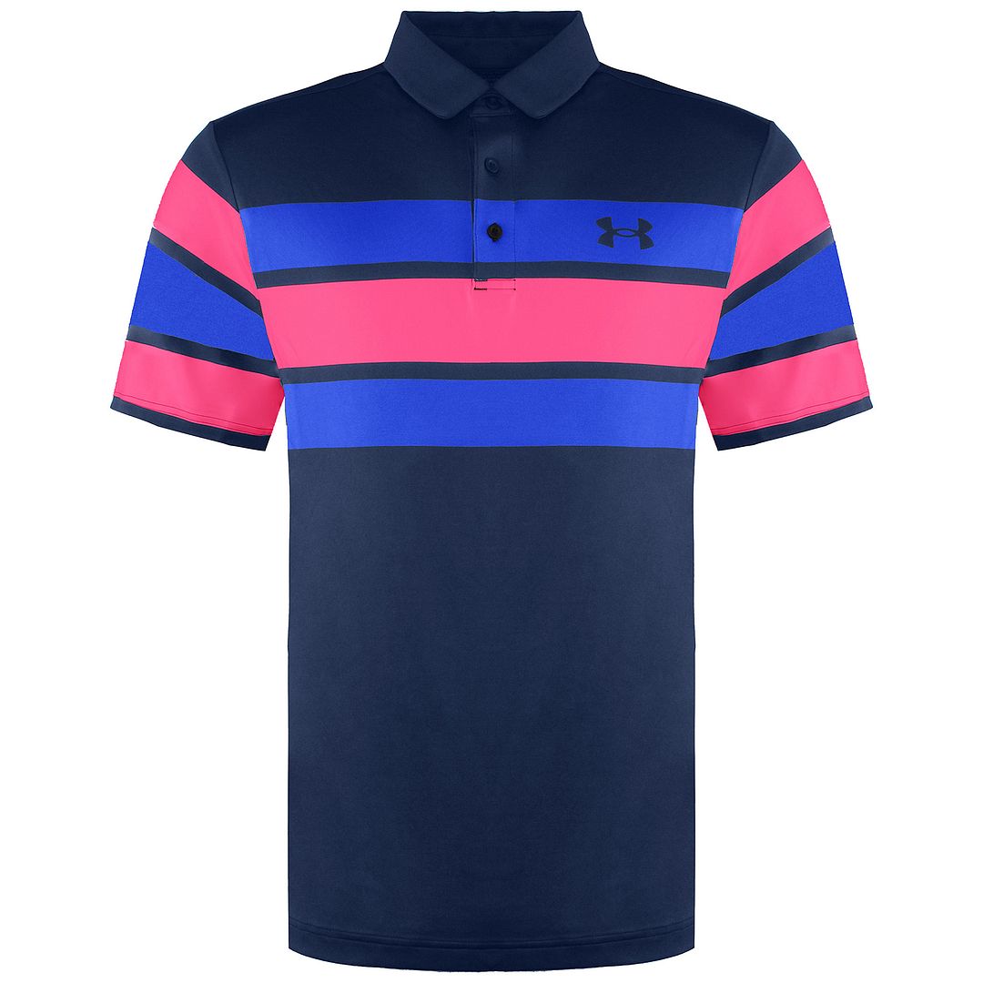 Under Armour Playoff 2.0 Mens Blue/Pink Polo Shirt