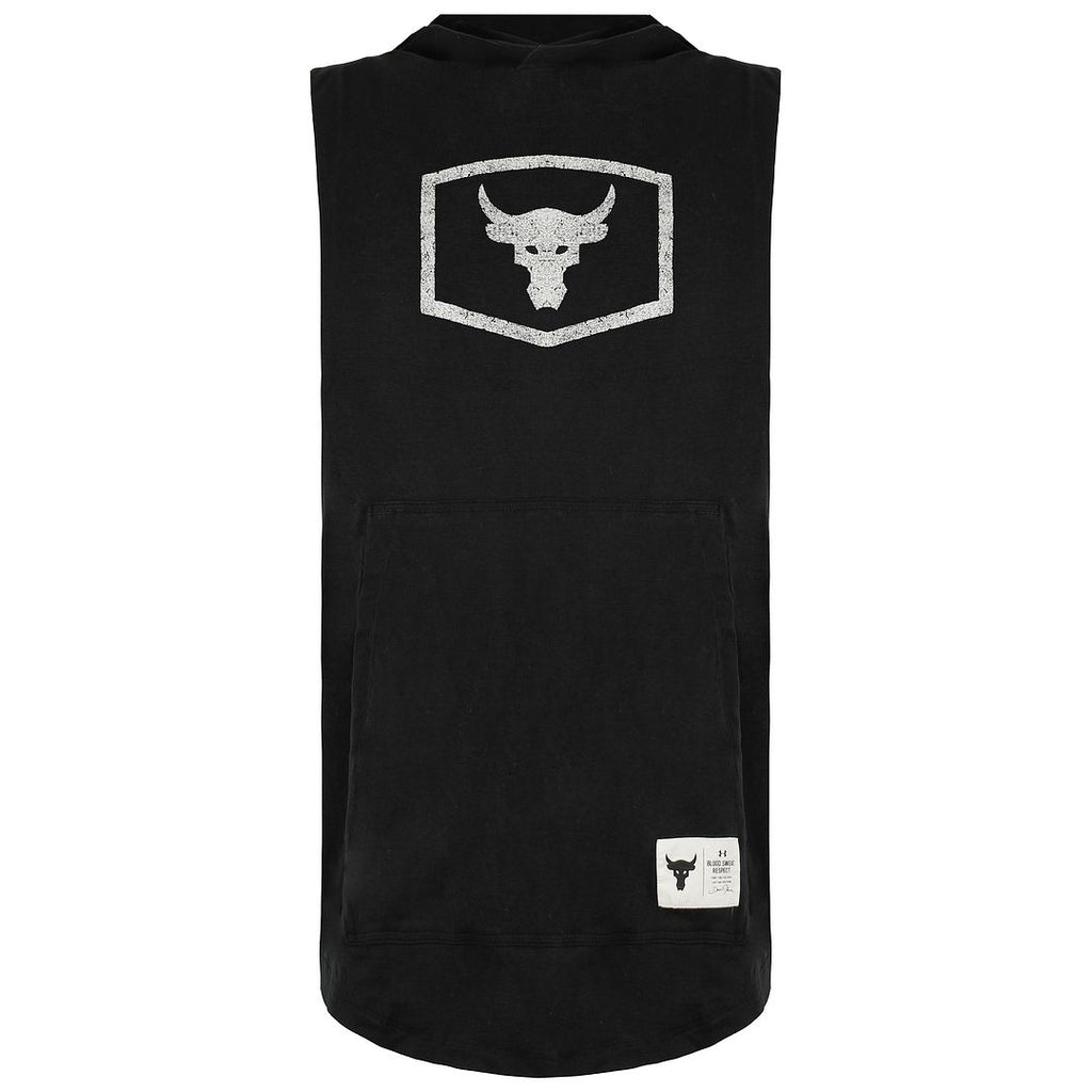 Under Armour x Project Rock Mens Black Hooded Sleeveless Top