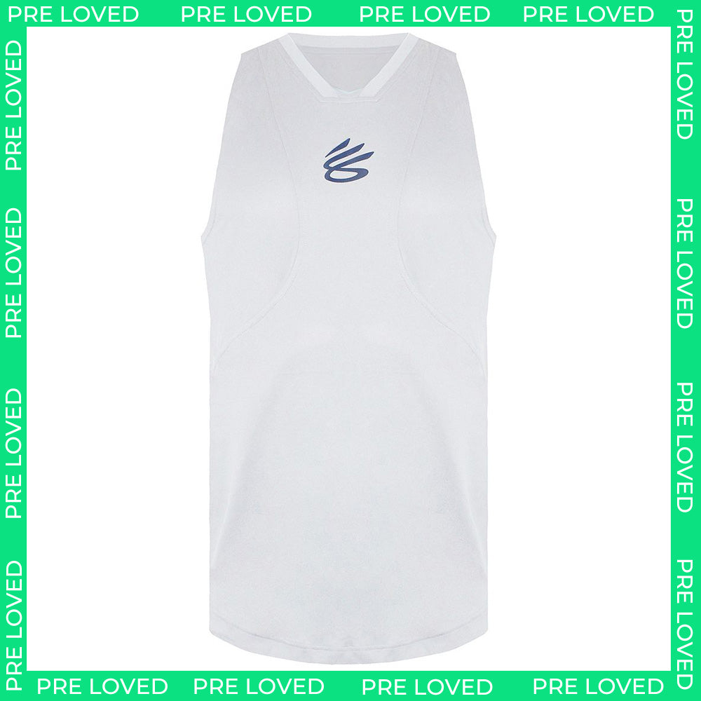 Under Armour x Stephen Curry Mens White Performance Tank Top - L - Dirty Marks