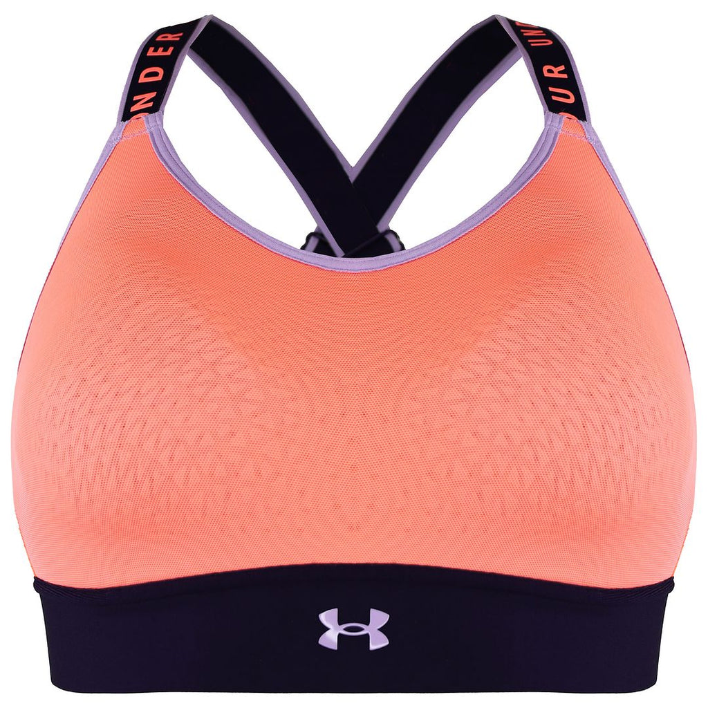 Under Armour Infinity Mid Womens Orange Blocked Sports Bra