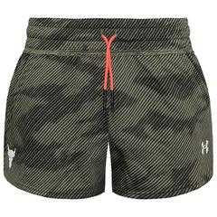 Under Armour Project Rock Womens Green Fleece Printed Shorts