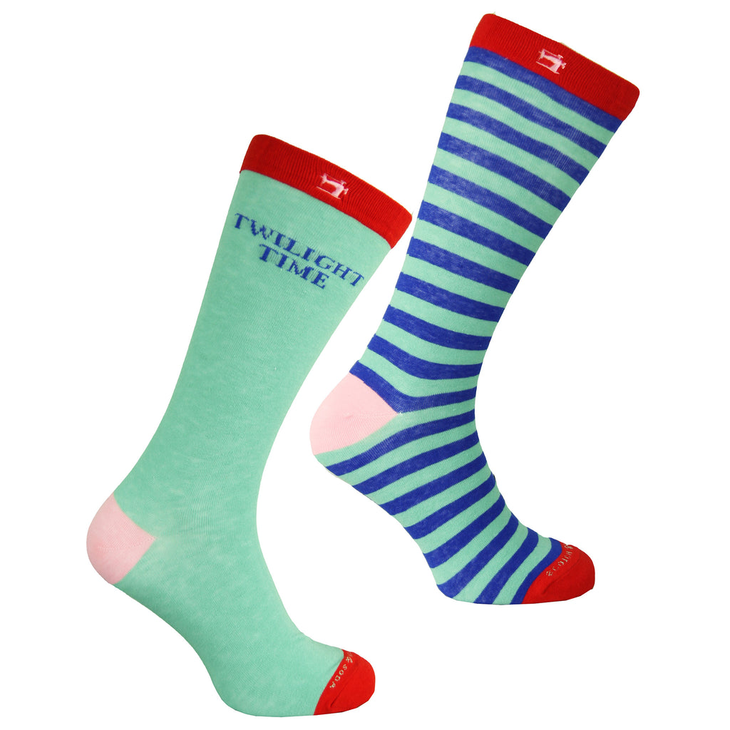 Scotch & Soda 2-Pack  Mens Green/Blue Printed Socks