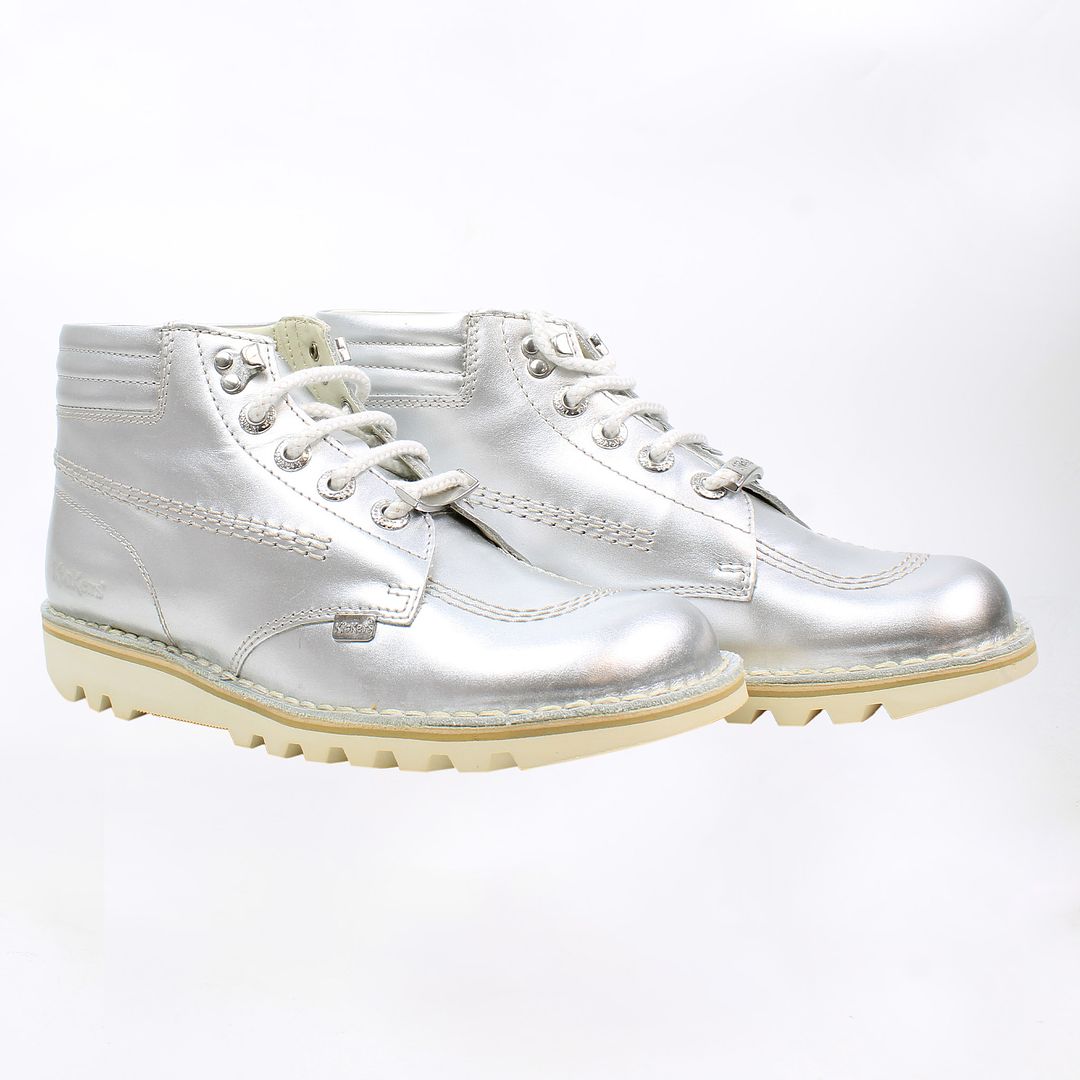 Kickers Throwback Ankle Womens Silver Boots NO BOX