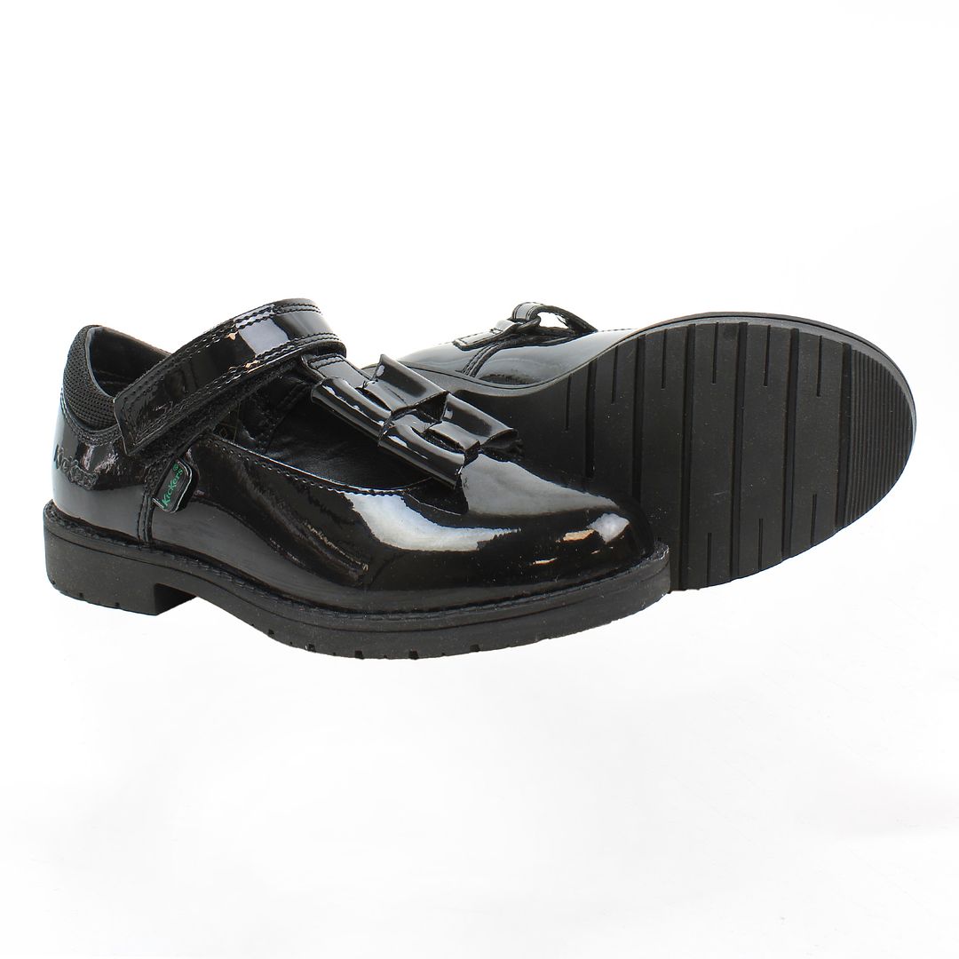 Kickers Lachly Bow Kids Black Shoes NO BOX