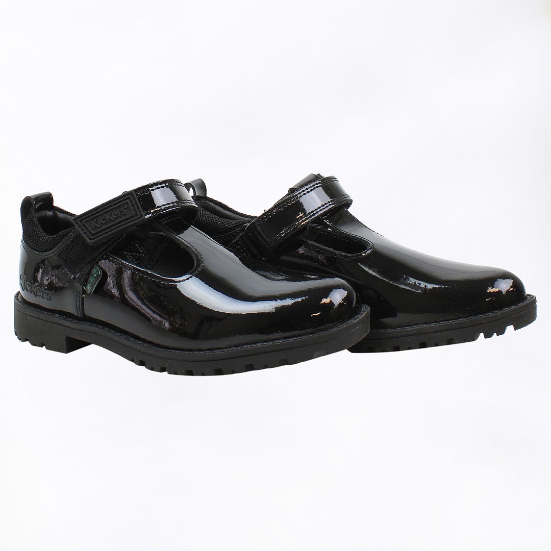 Kickers Lachly T-Bar Kids Black Shoes NO BOX