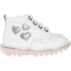 Kickers Kick Hi Heart Kids White Boots