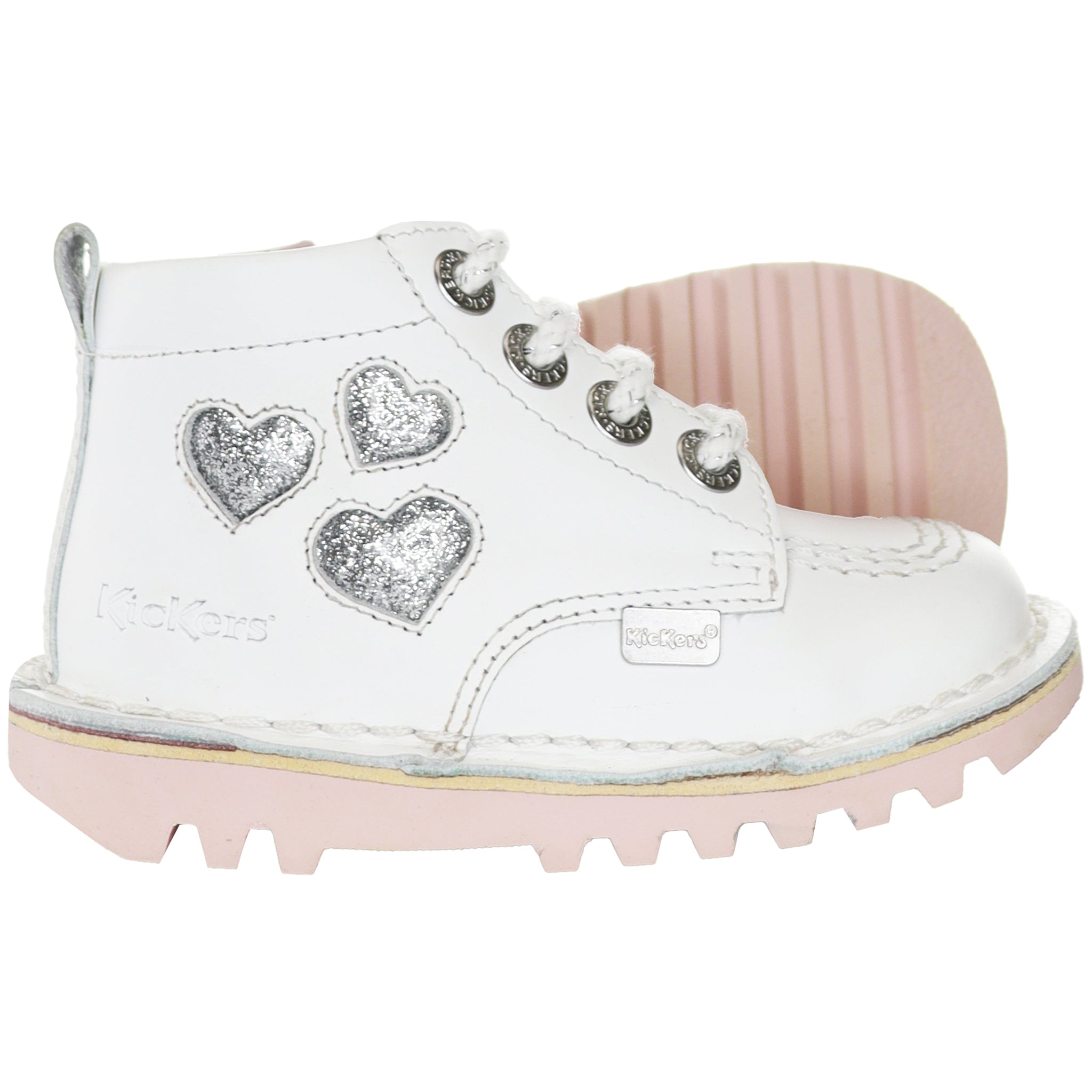 Kickers Kick Hi Heart Kids White Boots