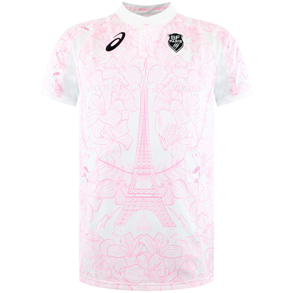 Asics SF Stade Francais Mens White/Pink Rugby Shirt