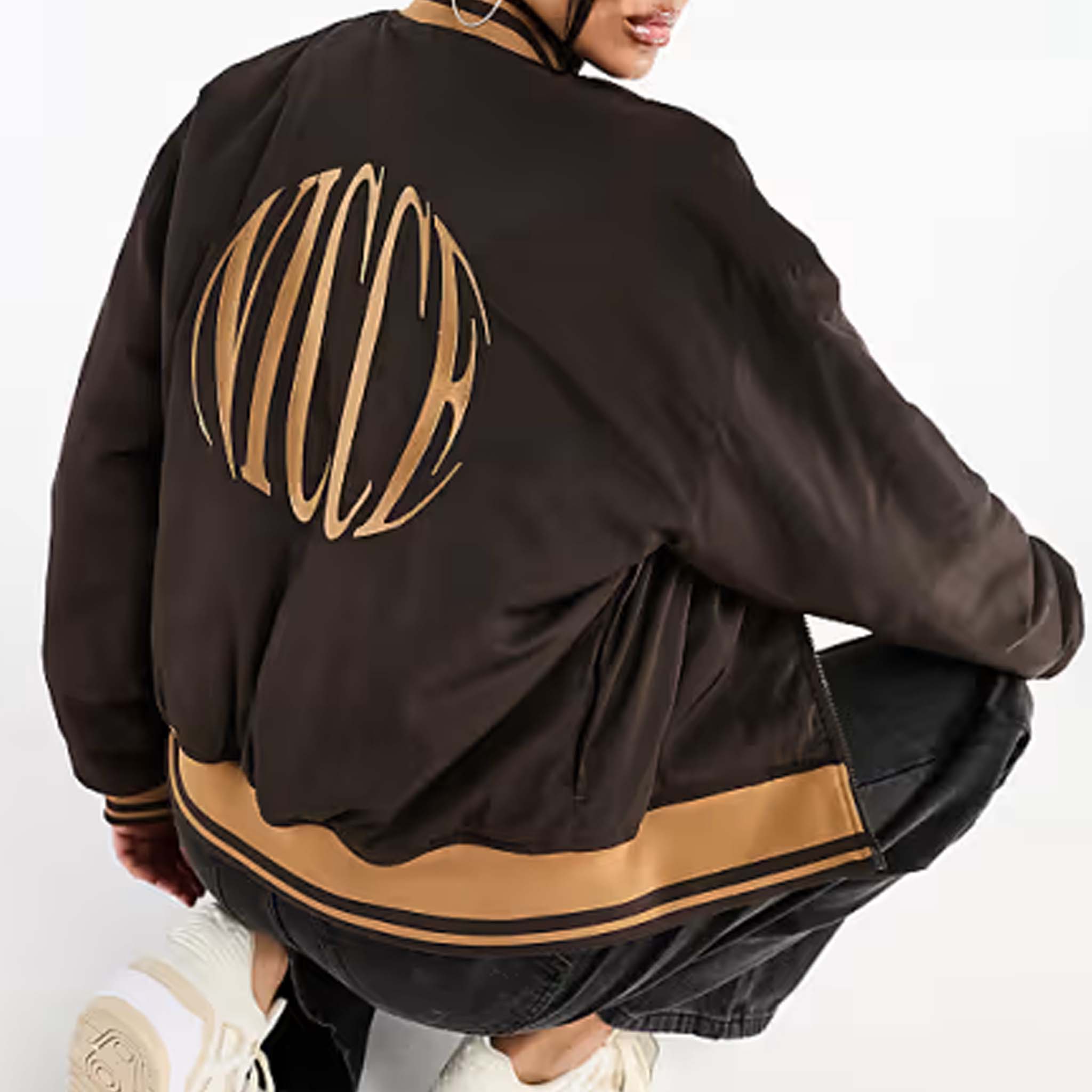 Nicce Able Womens Brown Bomber Jacket