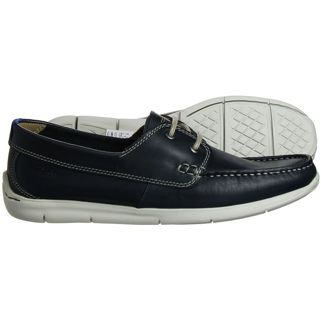 Clarks Karlock Step Mens Navy Boat Shoes