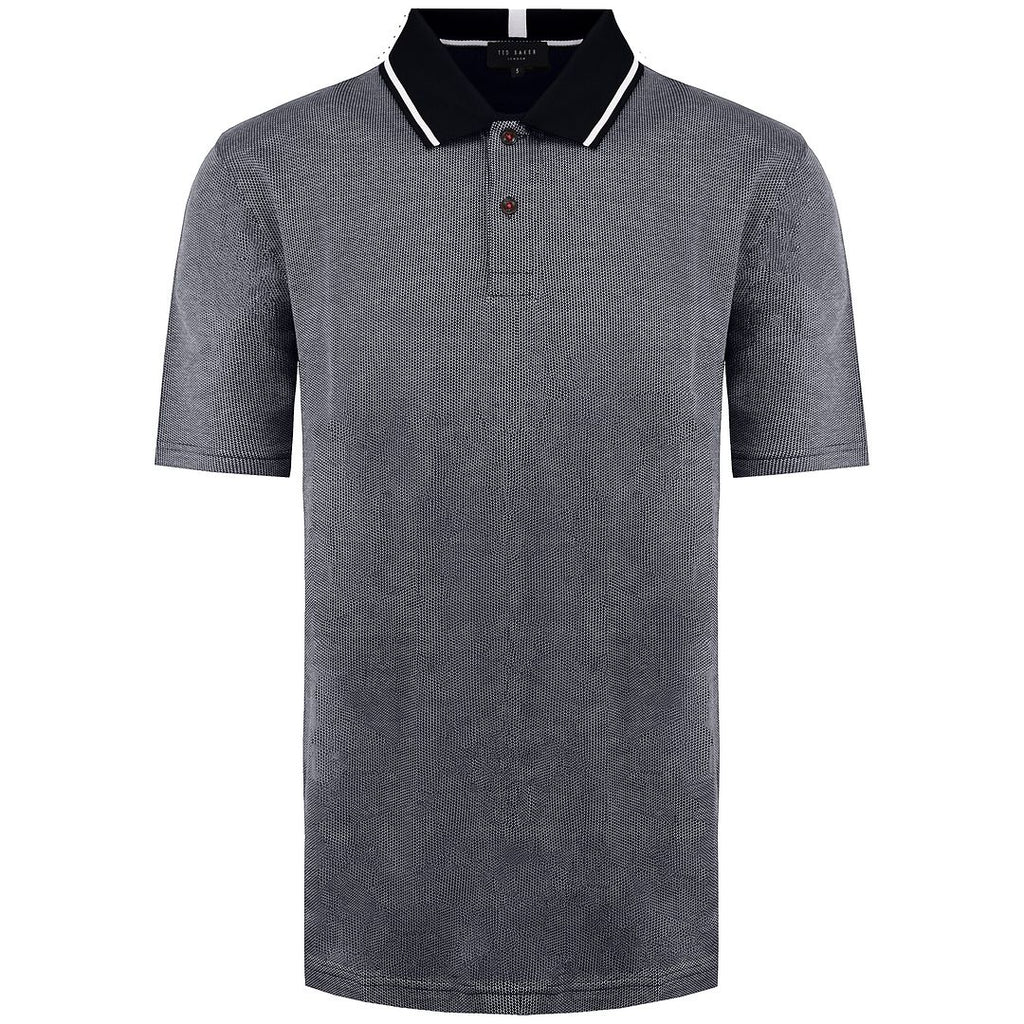 Ted Baker Arts Mini Jacquard Stitch Mens Dark Blue Polo Shirt