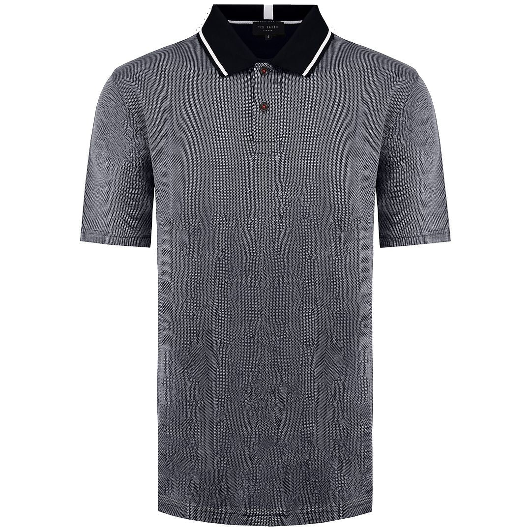 Ted Baker Arts Mini Jacquard Stitch Mens Dark Blue Polo Shirt