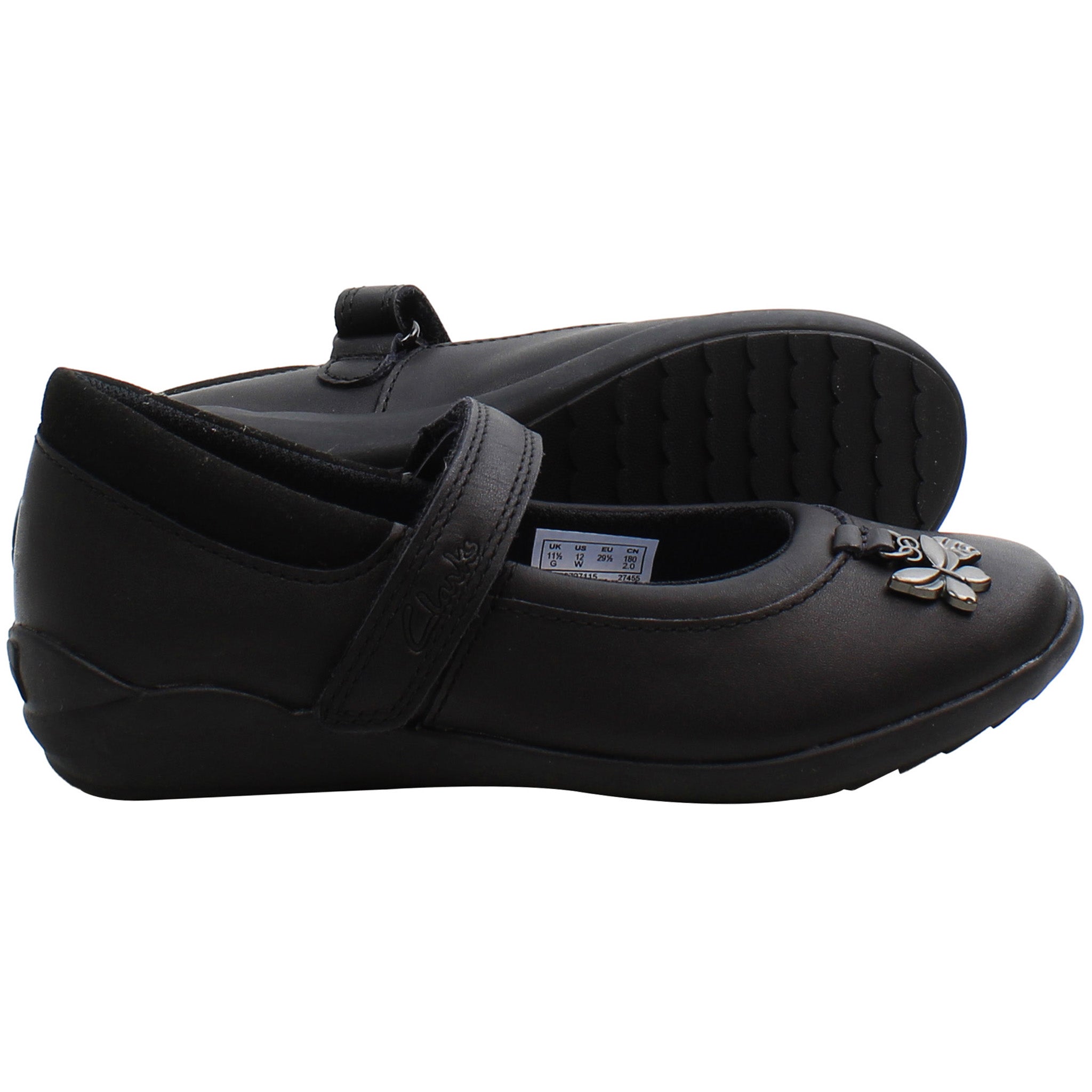 Clarks Vibrant Trial Kids Black Shoes