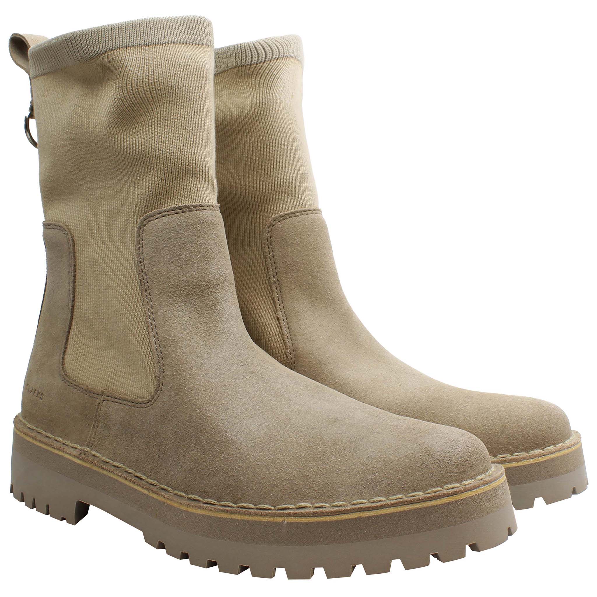 Clarks Rock Knit Womens Sand Boots