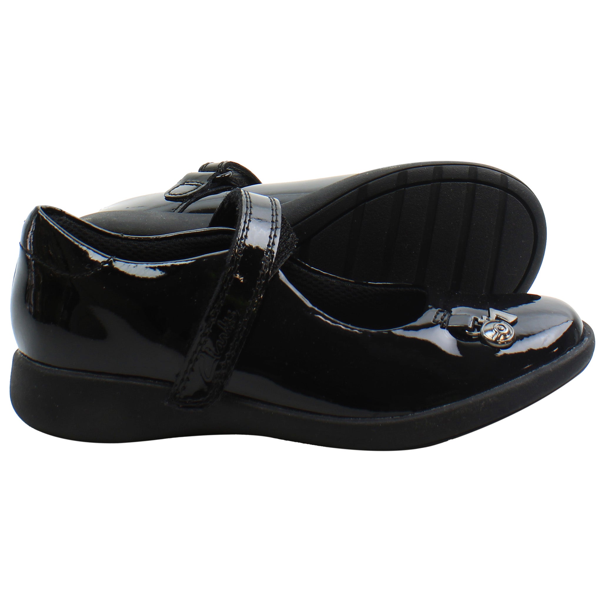 Clarks Etch Mist Kids Black Shoes