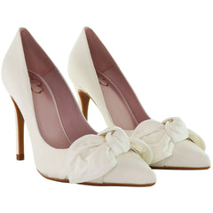 Ted Baker Hyana Moire Bow Womens Beige Court Shoes