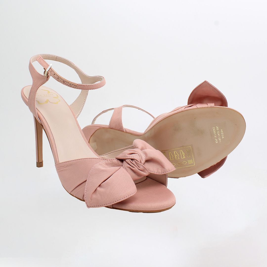 Ted Baker Heevia Moire Satin Bow Womens Pink Sandals NO BOX