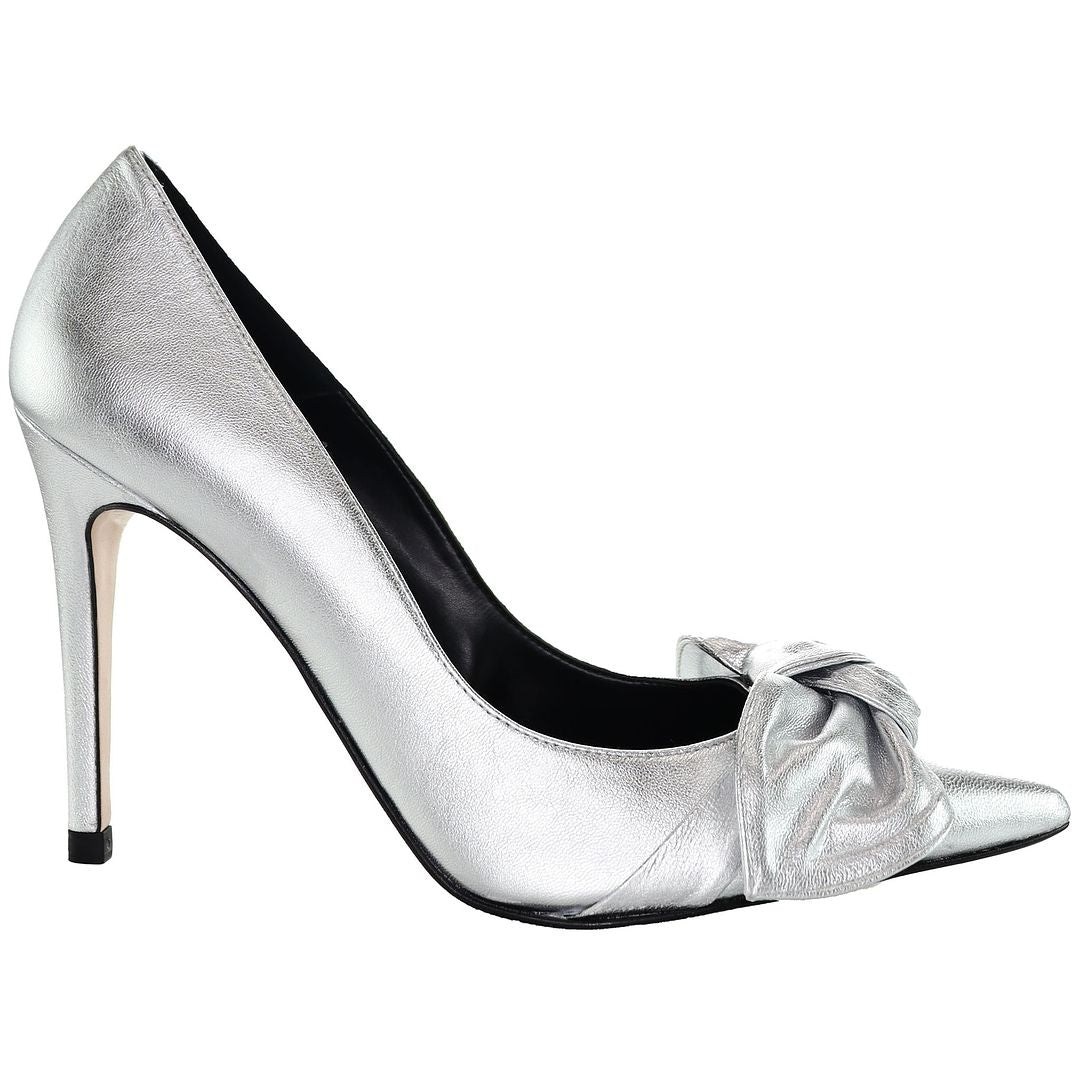 Ted Baker Ryal Metallic Bow Womens Silver Court Shoes