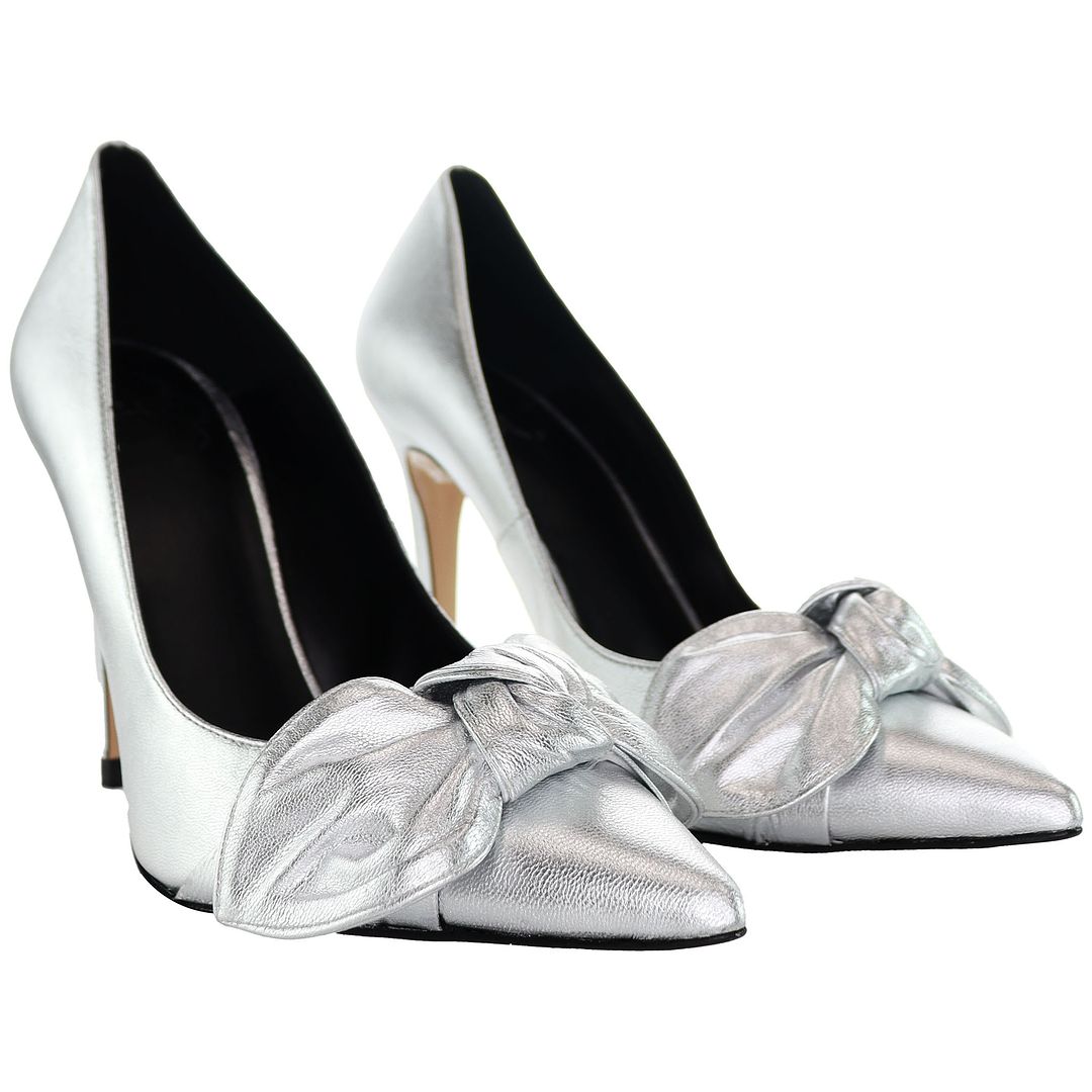 Ted Baker Ryal Metallic Bow Womens Silver Court Shoes