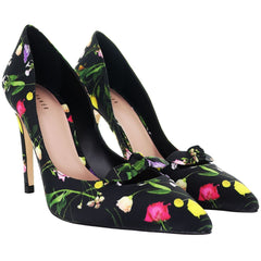 Ted Baker Telini Floral Print Bow Womens Black Court Shoes