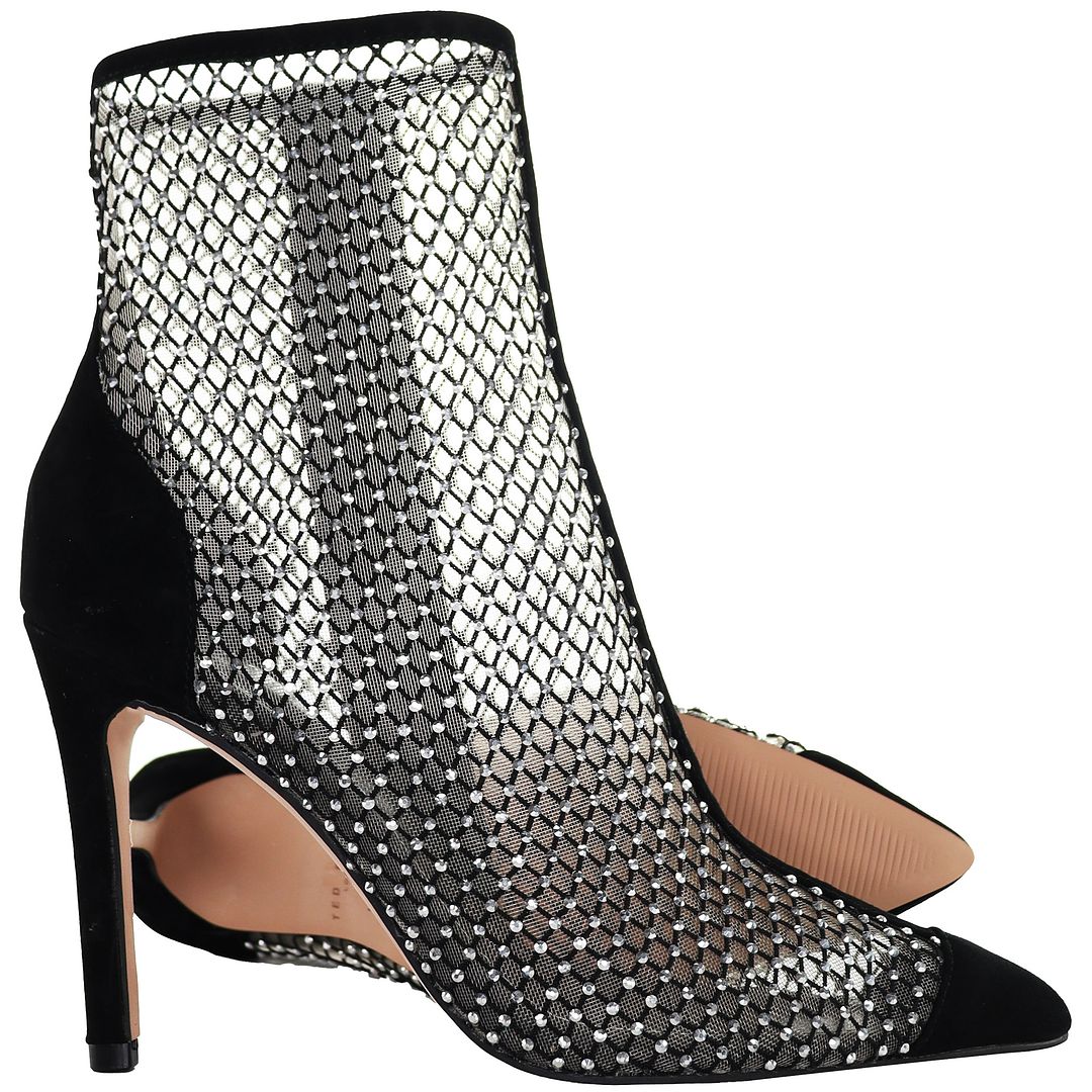 Ted Baker Junapah Crystal Mesh Womens Black Boots