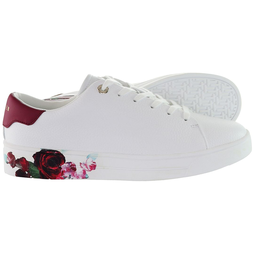 Ted Baker Arlila Rose Print Womens White Trainers