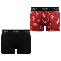 Ted Baker 2-Pack Pacet Mens Black/Red Printed Boxer Trunks