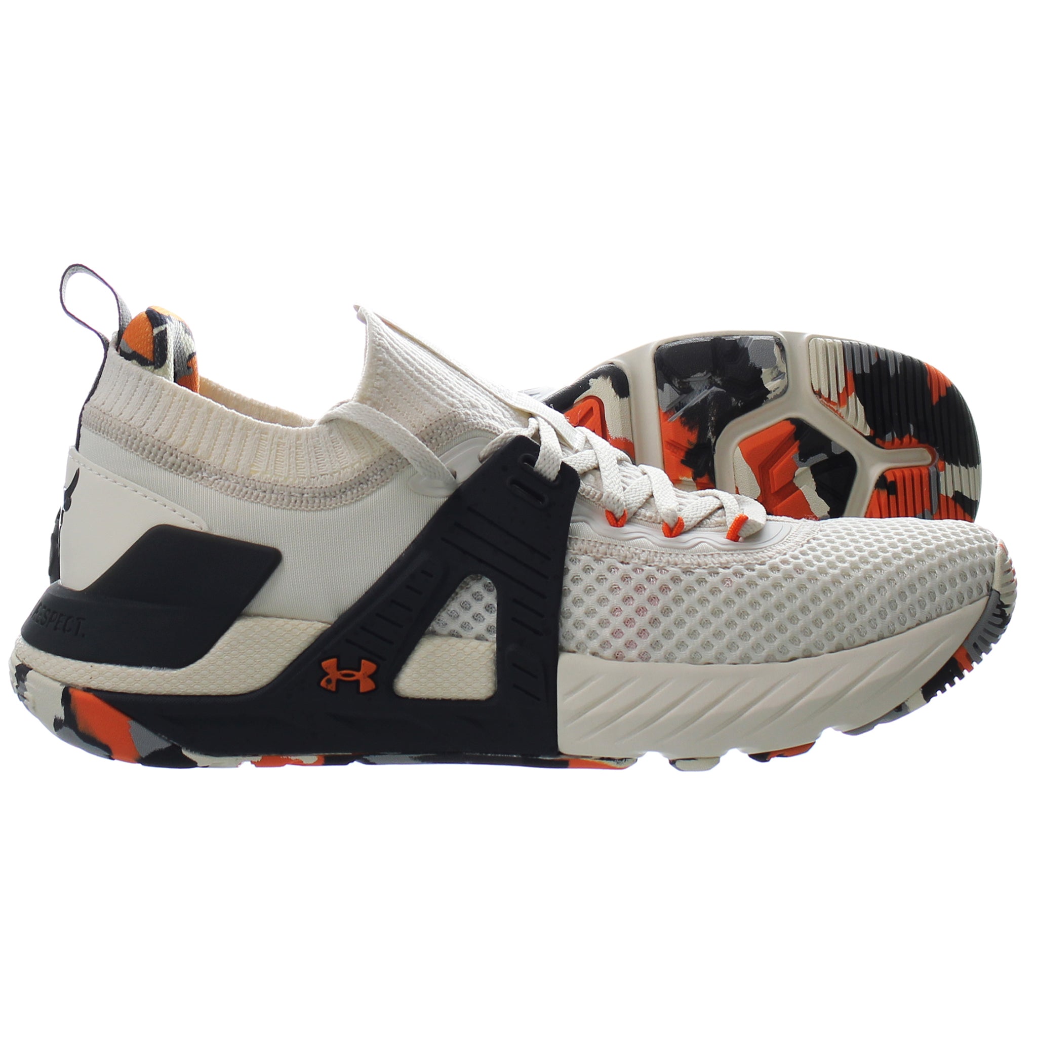 Under Armour Project Rock 4 Marble Beige Mens Trainers