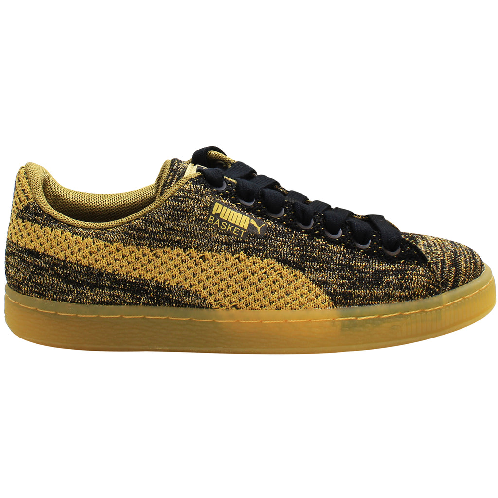 Puma Basket Knit Mens Metallic Gold Trainers