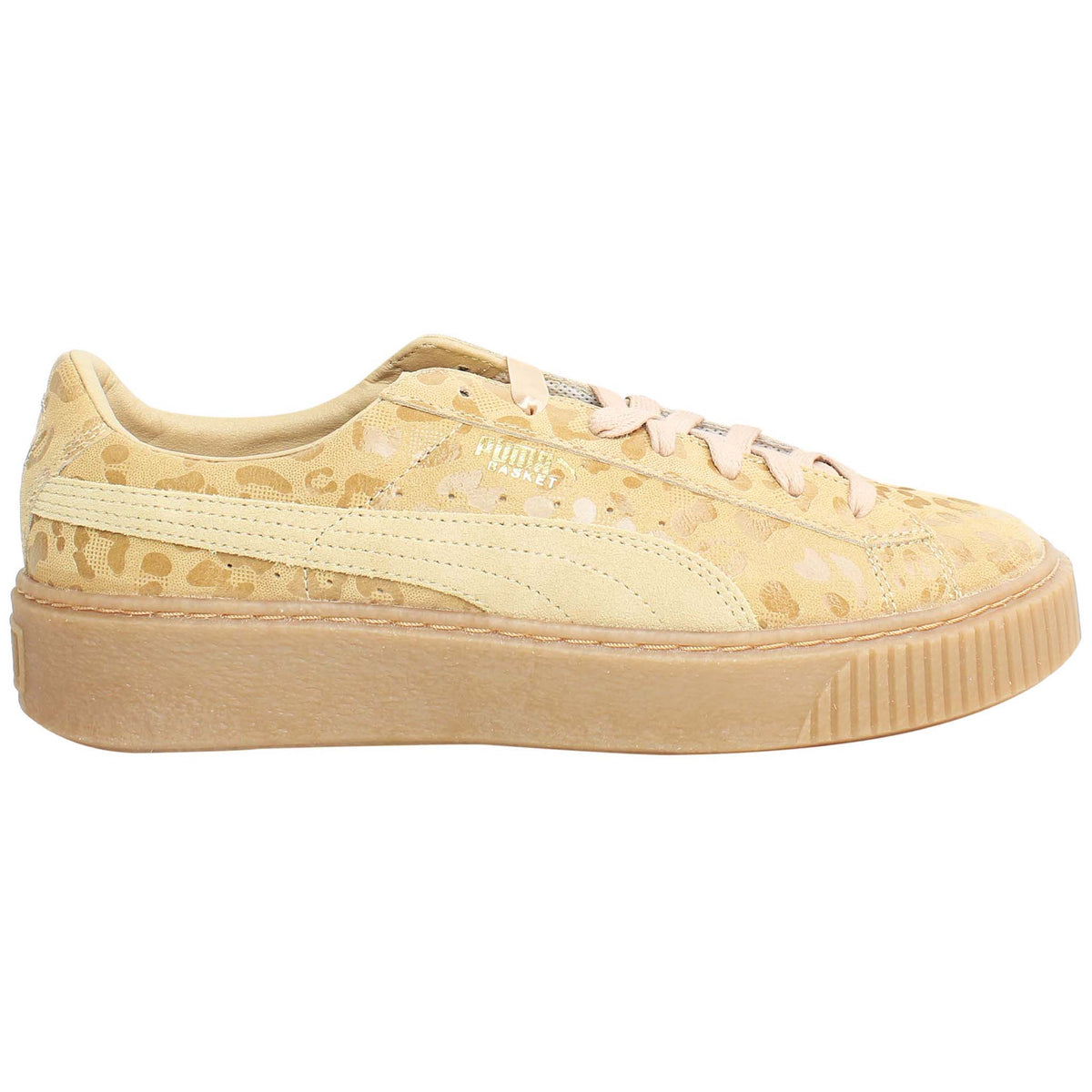 Puma Basket Leopard Womens Brown Platform Trainers