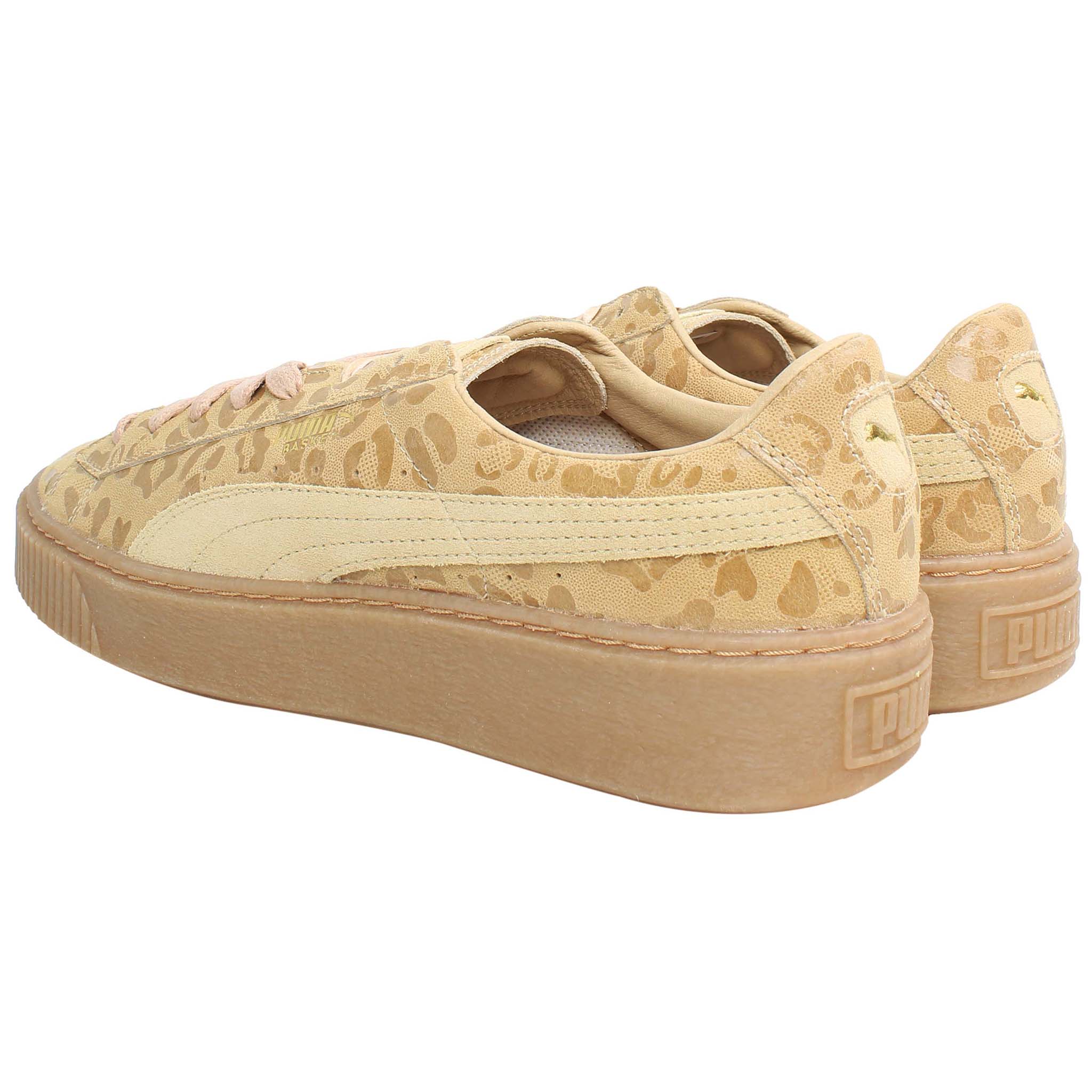 Puma Basket Leopard Womens Brown Platform Trainers